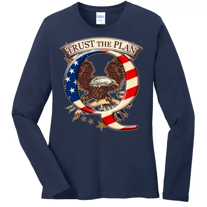 Trust The Plan Qanon American Flag Eagle Ladies Long Sleeve Shirt