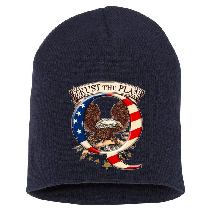 Trust The Plan Qanon American Flag Eagle Short Acrylic Beanie