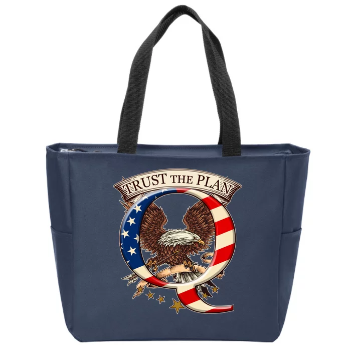 Trust The Plan Qanon American Flag Eagle Zip Tote Bag