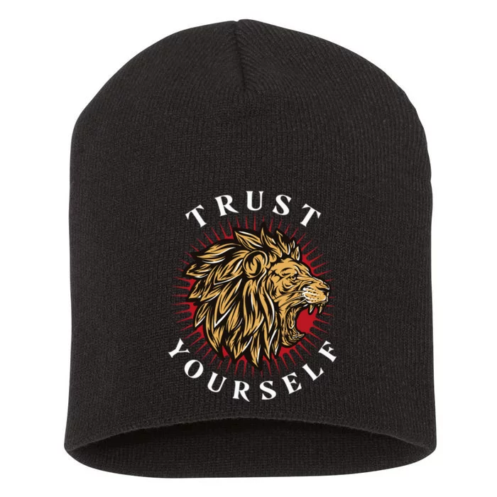 Trust Yourself Lion Short Acrylic Beanie