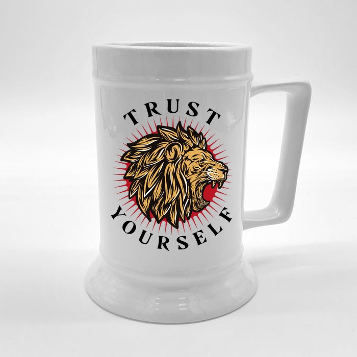 Trust Yourself Lion Front & Back Beer Stein