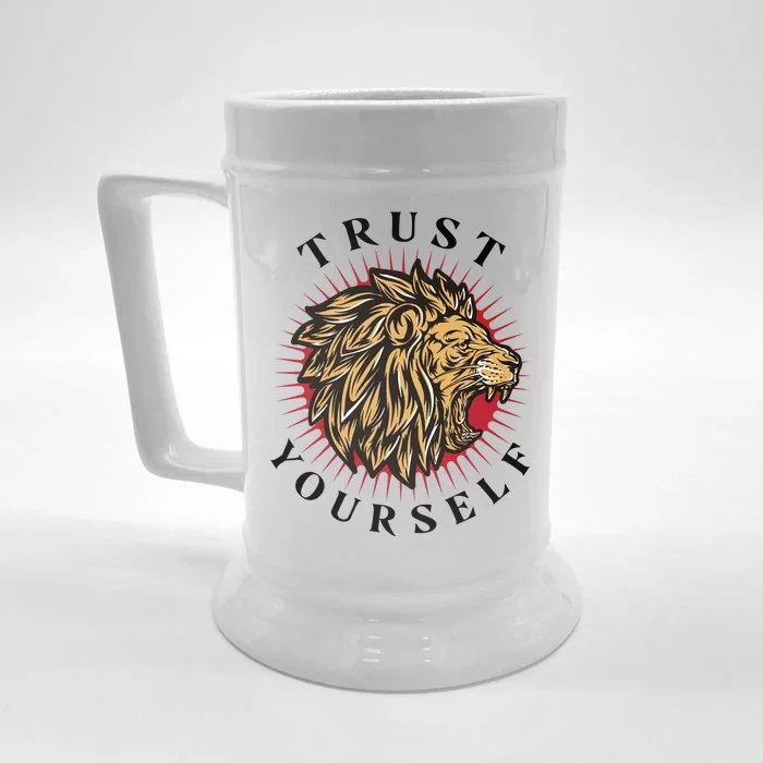 Trust Yourself Lion Front & Back Beer Stein