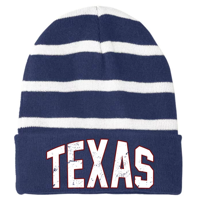 Texas Retro Vintage Striped Beanie with Solid Band