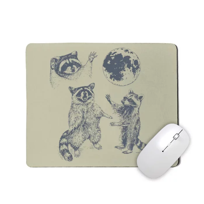 Three Raccoons Vintage Retro Raccoon Moon Mousepad