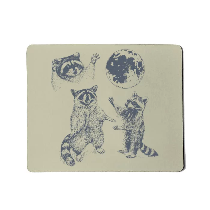 Three Raccoons Vintage Retro Raccoon Moon Mousepad