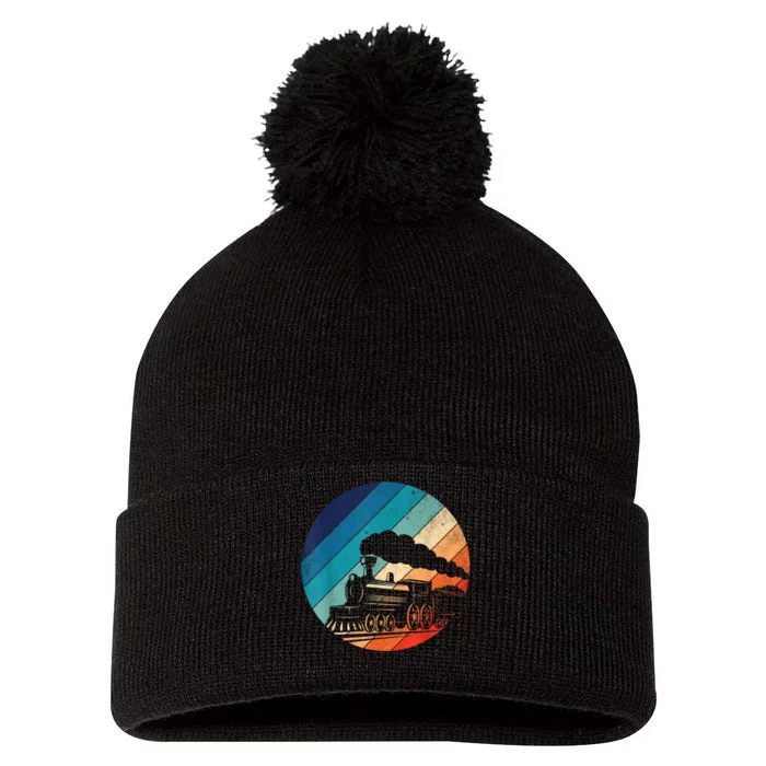 Train Railroad Vintage Retro Locomotive Old Model Pom Pom 12in Knit Beanie