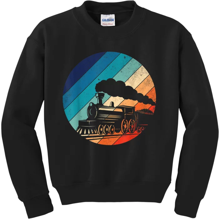 Train Railroad Vintage Retro Locomotive Old Model Kids Sweatshirt