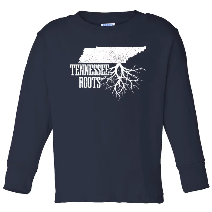 Tennessee Roots Vintage Usa Patriotic Pride State Map Toddler Long Sleeve Shirt