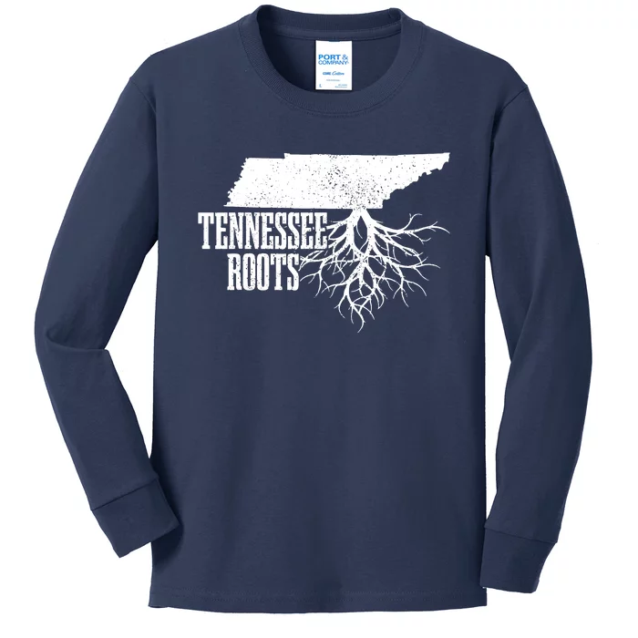 Tennessee Roots Vintage Usa Patriotic Pride State Map Kids Long Sleeve Shirt