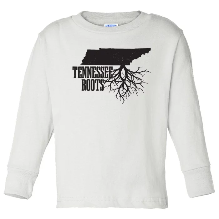 Tennessee Roots Vintage Usa Patriotic Pride State Map Toddler Long Sleeve Shirt