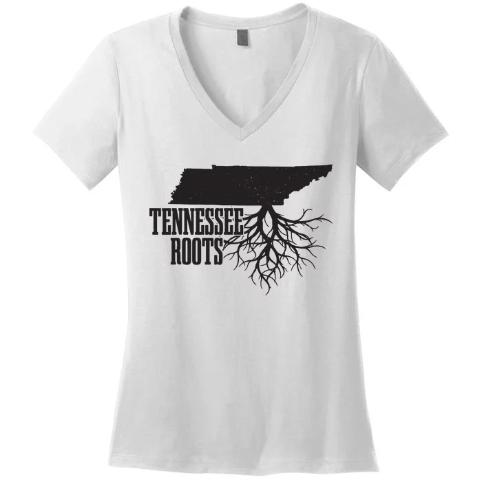 Tennessee Roots Vintage Usa Patriotic Pride State Map Women's V-Neck T-Shirt