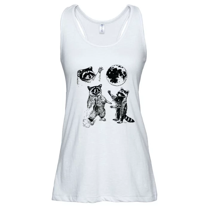 Three Raccoons Vintage Graphic Retro Raccoon Moon Ladies Essential Flowy Tank