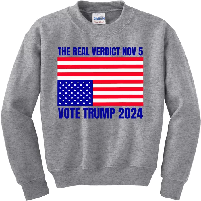 The Real Verdict Nov 5 Trump 2024 Upside Down Flag Kids Sweatshirt