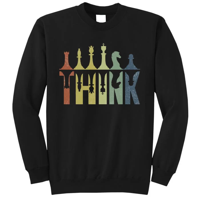 Think Retro Vintage Chess Pieces Player Gifts Chess Coach Sweatshirt