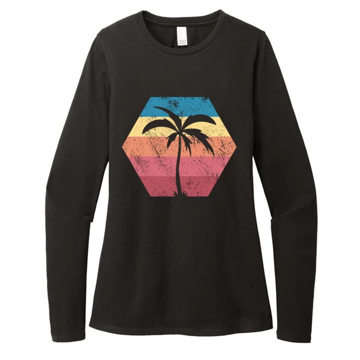 Tropical Retro Vintage Palm Trees Sunset Womens CVC Long Sleeve Shirt