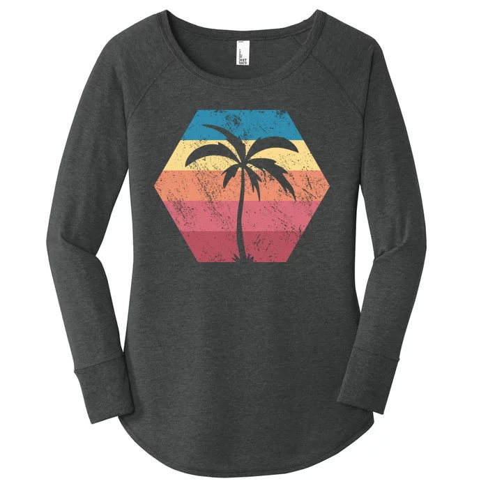 Tropical Retro Vintage Palm Trees Sunset Women's Perfect Tri Tunic Long Sleeve Shirt