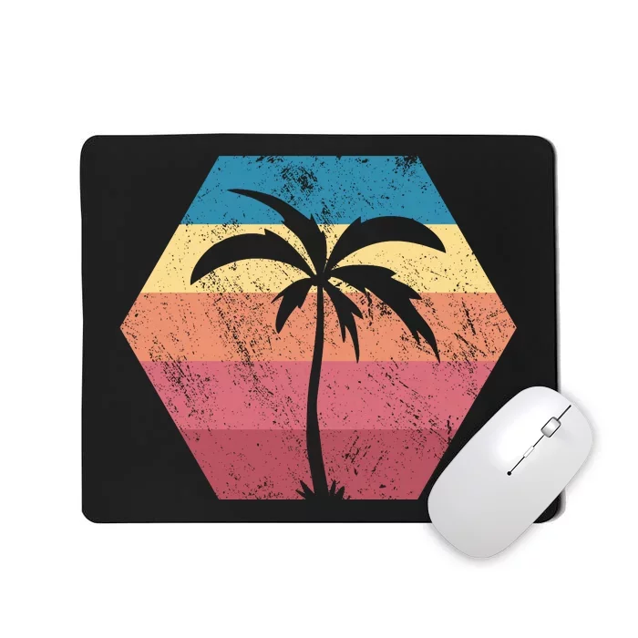 Tropical Retro Vintage Palm Trees Sunset Mousepad