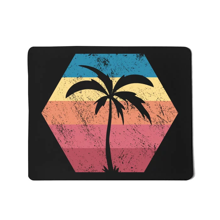 Tropical Retro Vintage Palm Trees Sunset Mousepad