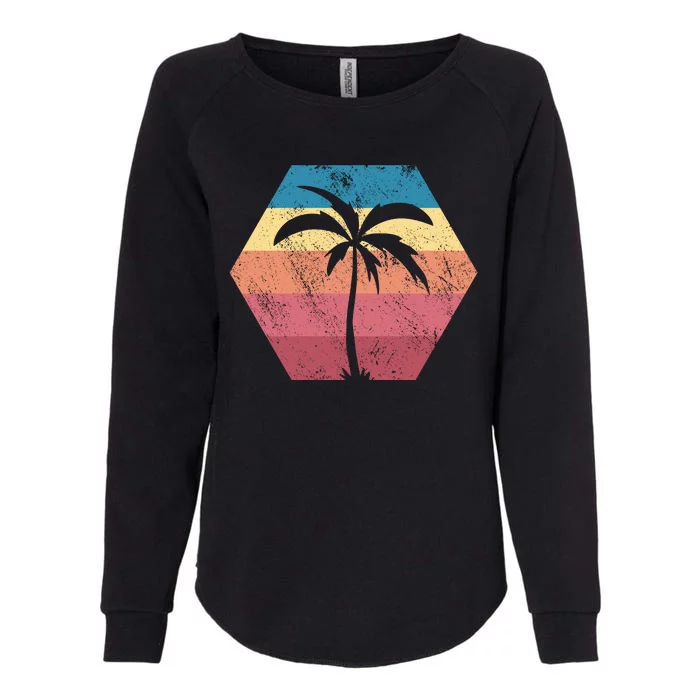 Tropical Retro Vintage Palm Trees Sunset Womens California Wash Sweatshirt