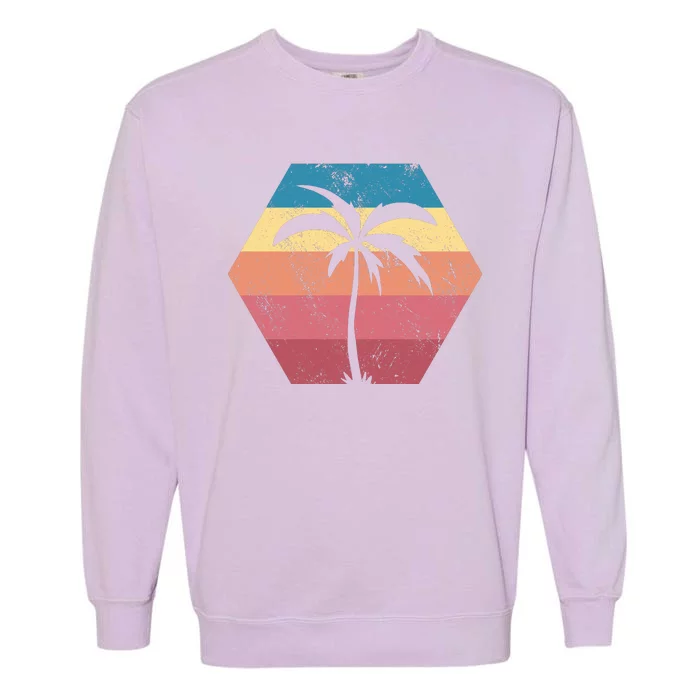 Tropical Retro Vintage Palm Trees Sunset Garment-Dyed Sweatshirt