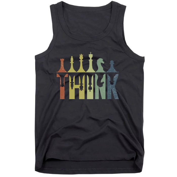 Think Retro Vintage Chess Pieces Player Gifts Chess Coach Tank Top