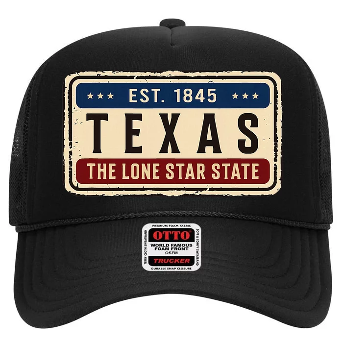 Texas Retro Vintage Design Classic High Crown Mesh Trucker Hat