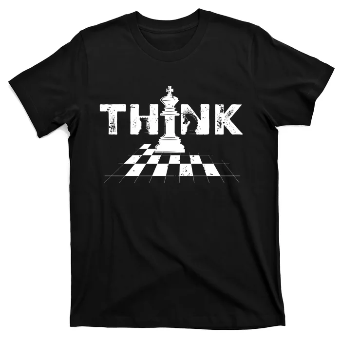 Think Retro Vintage Chess Pieces Player Gift Chess Lover T-Shirt