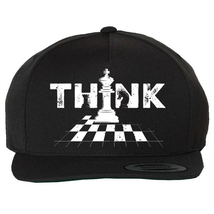 Think Retro Vintage Chess Pieces Player Gift Chess Lover Wool Snapback Cap