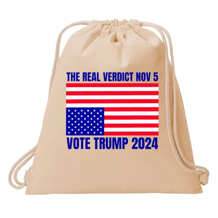 The Real Verdict Nov 5 Trump 2024 Upside Down Flag Drawstring Bag