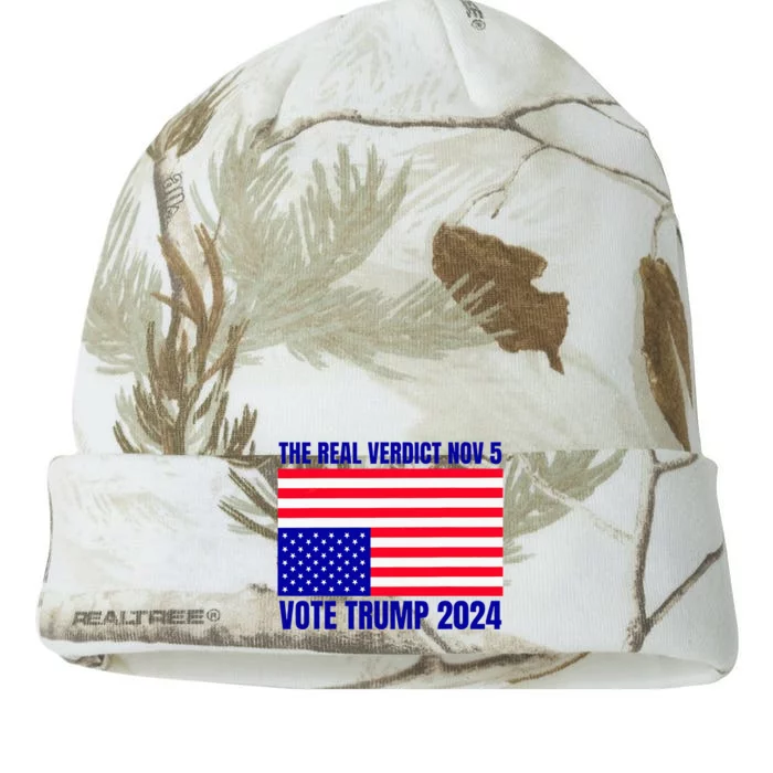 The Real Verdict Nov 5 Trump 2024 Upside Down Flag Kati - 12in Camo Beanie