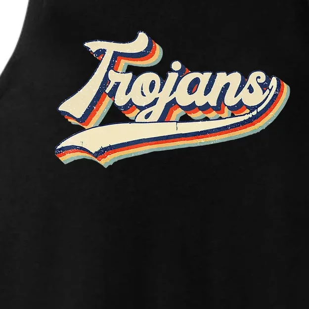 T.R.O.J.A.N.S Retro Vintage Name Spirit Mascot Ladies Tri-Blend Wicking Tank