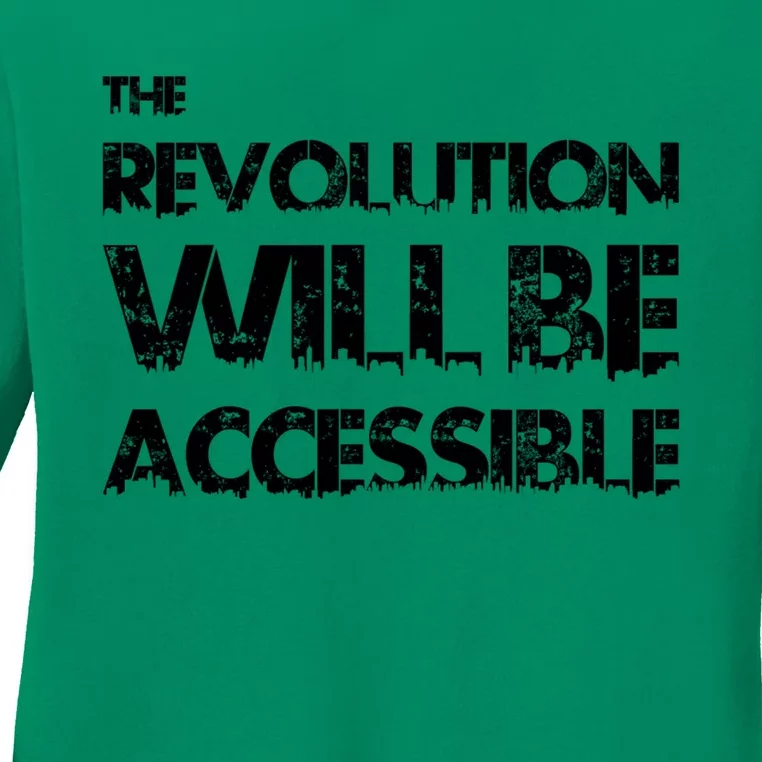 The Revolution Will Be Accessible By Cripple Punk Designs (Black Logo) Ladies Long Sleeve Shirt