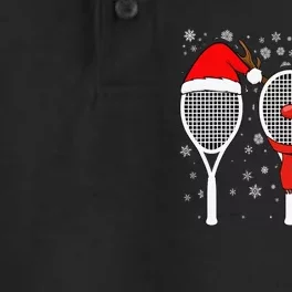 Tennis Racket Wearing Xmas Hat Christmas Tennis Racket Lover Dry Zone Grid Performance Polo