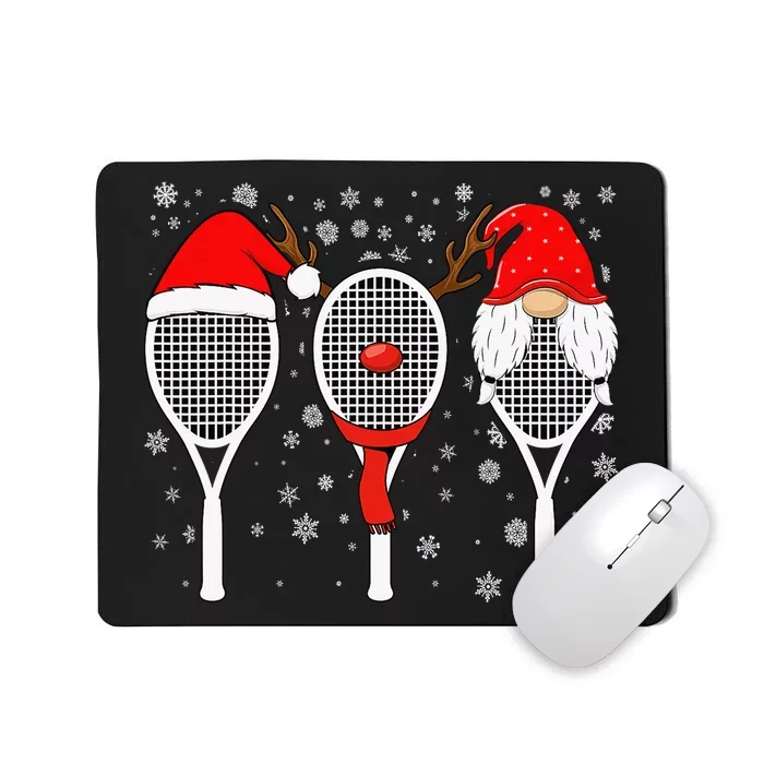 Tennis Racket Wearing Xmas Hat Christmas Tennis Racket Lover Mousepad