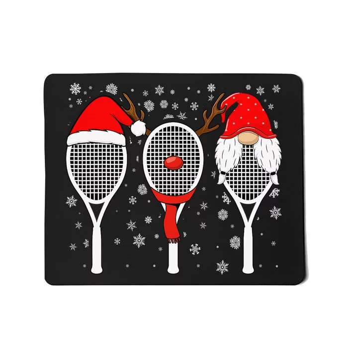 Tennis Racket Wearing Xmas Hat Christmas Tennis Racket Lover Mousepad