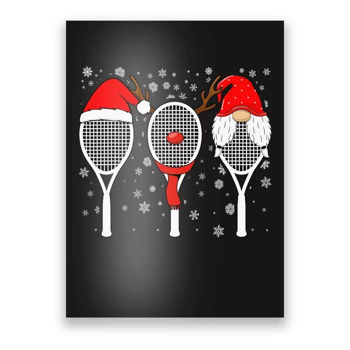 Tennis Racket Wearing Xmas Hat Christmas Tennis Racket Lover Poster