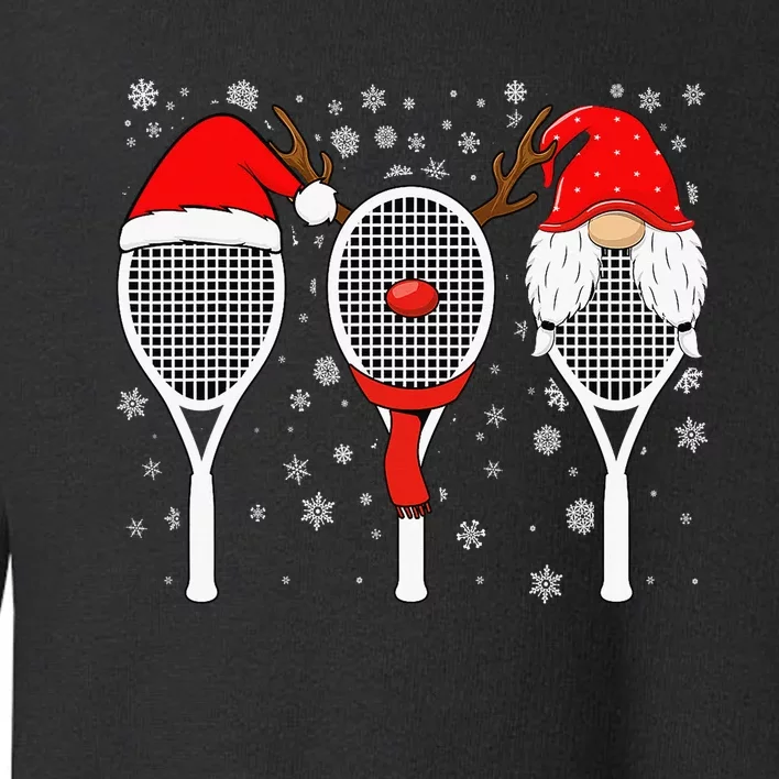 Tennis Racket Wearing Xmas Hat Christmas Tennis Racket Lover Toddler Sweatshirt