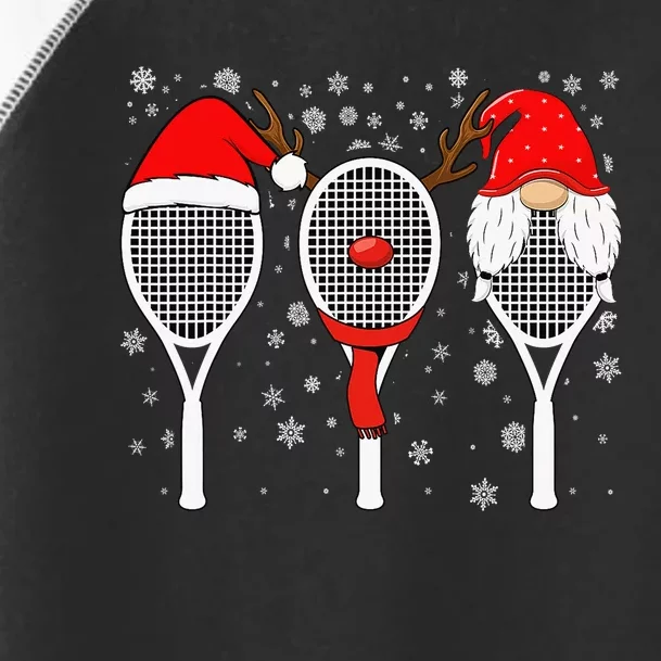 Tennis Racket Wearing Xmas Hat Christmas Tennis Racket Lover Toddler Fine Jersey T-Shirt