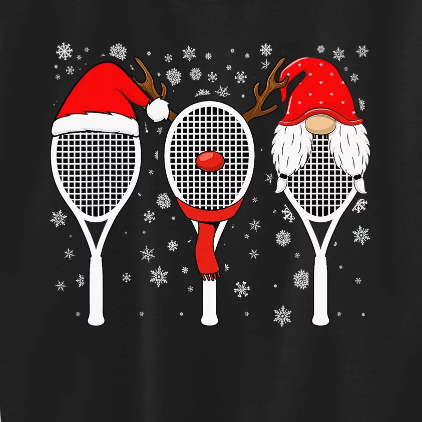 Tennis Racket Wearing Xmas Hat Christmas Tennis Racket Lover Kids Sweatshirt