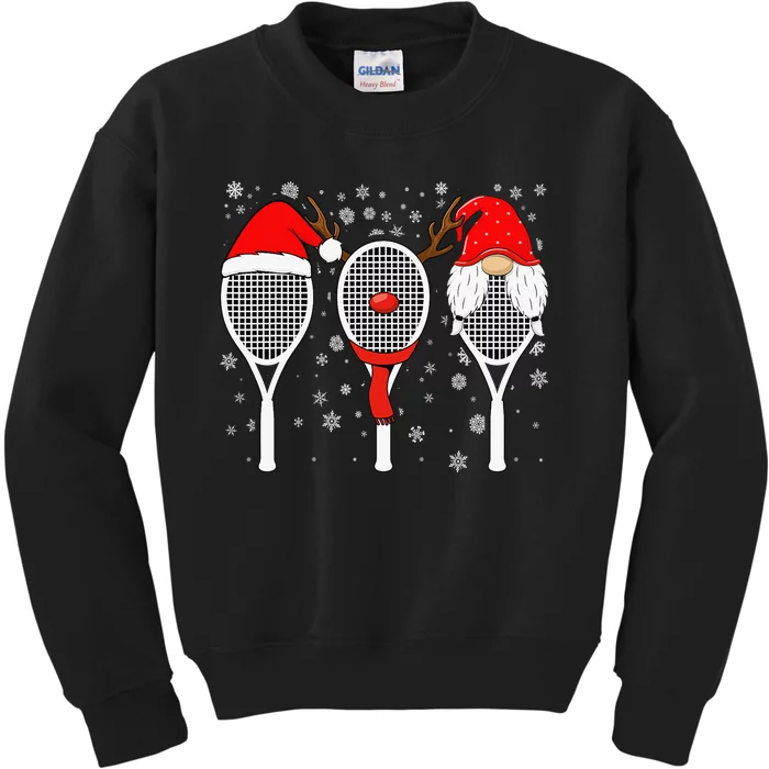 Tennis Racket Wearing Xmas Hat Christmas Tennis Racket Lover Kids Sweatshirt