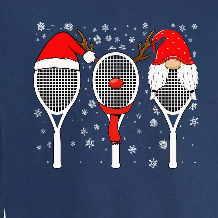 Tennis Racket Wearing Xmas Hat Christmas Tennis Racket Lover Garment-Dyed Sweatshirt