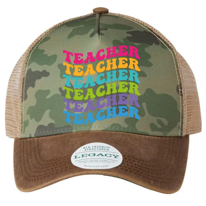 Teacher Retro Word Mashup Legacy Tie Dye Trucker Hat