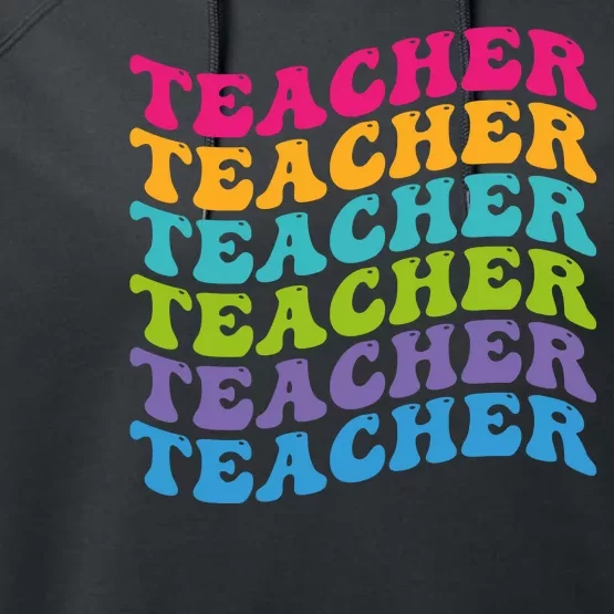 Teacher Retro Word Mashup Performance Fleece Hoodie