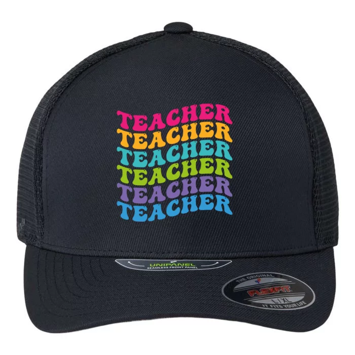 Teacher Retro Word Mashup Flexfit Unipanel Trucker Cap