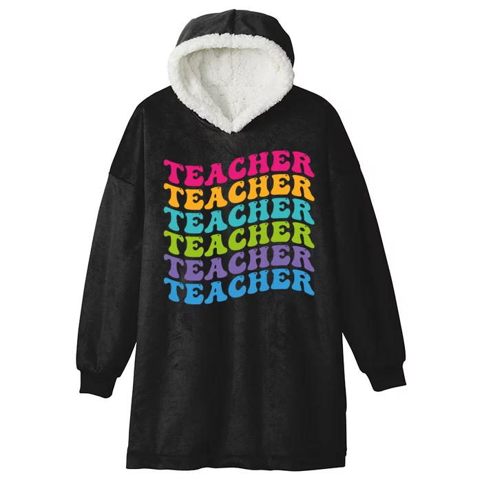 Teacher Retro Word Mashup Hooded Wearable Blanket