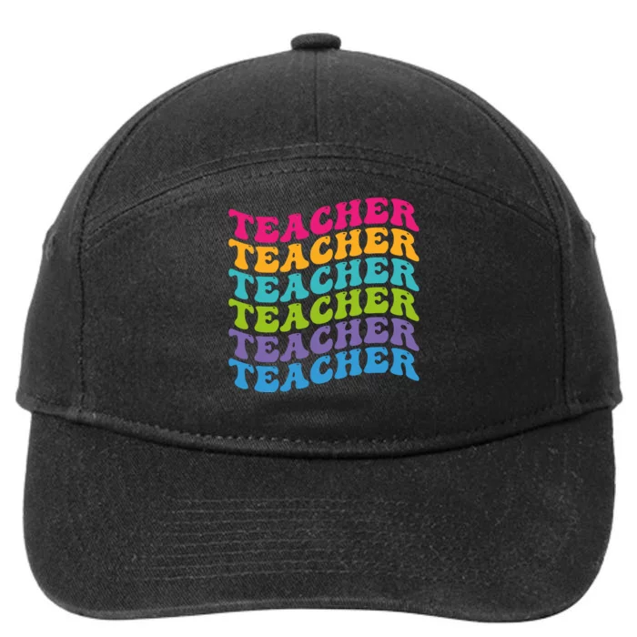 Teacher Retro Word Mashup 7-Panel Snapback Hat