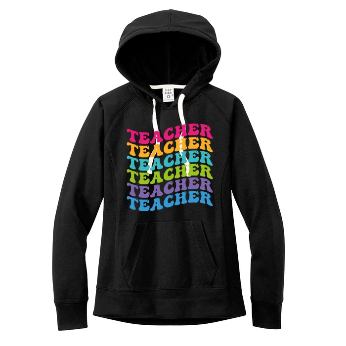 Teacher Retro Word Mashup Women's Fleece Hoodie