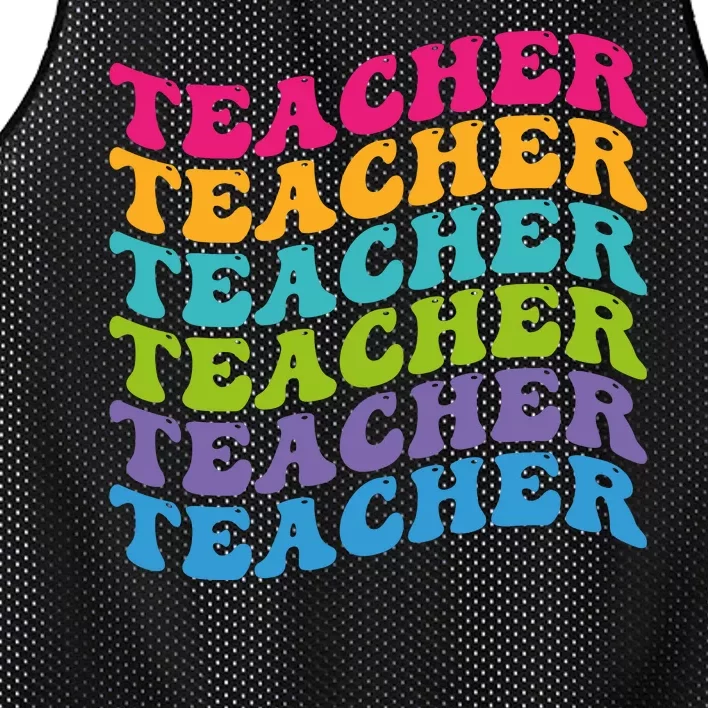 Teacher Retro Word Mashup Mesh Reversible Basketball Jersey Tank