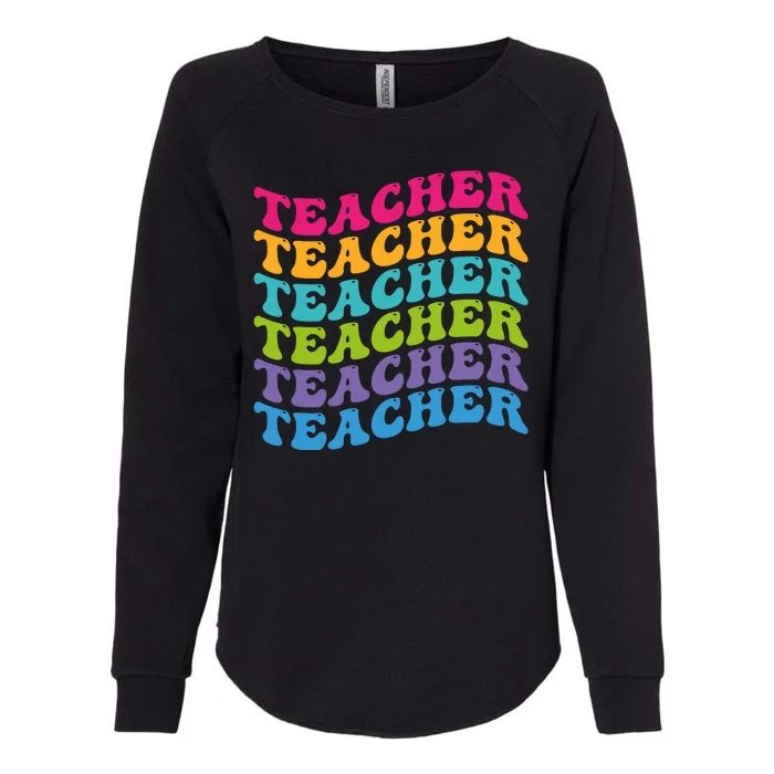 Teacher Retro Word Mashup Womens California Wash Sweatshirt