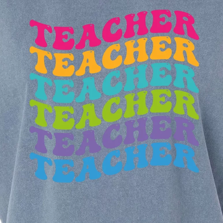 Teacher Retro Word Mashup Garment-Dyed Women's Muscle Tee